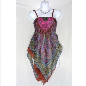 COTTON BOHEMIAN SPAGHETTI STRAP PAISLEY BLOUSE TOP